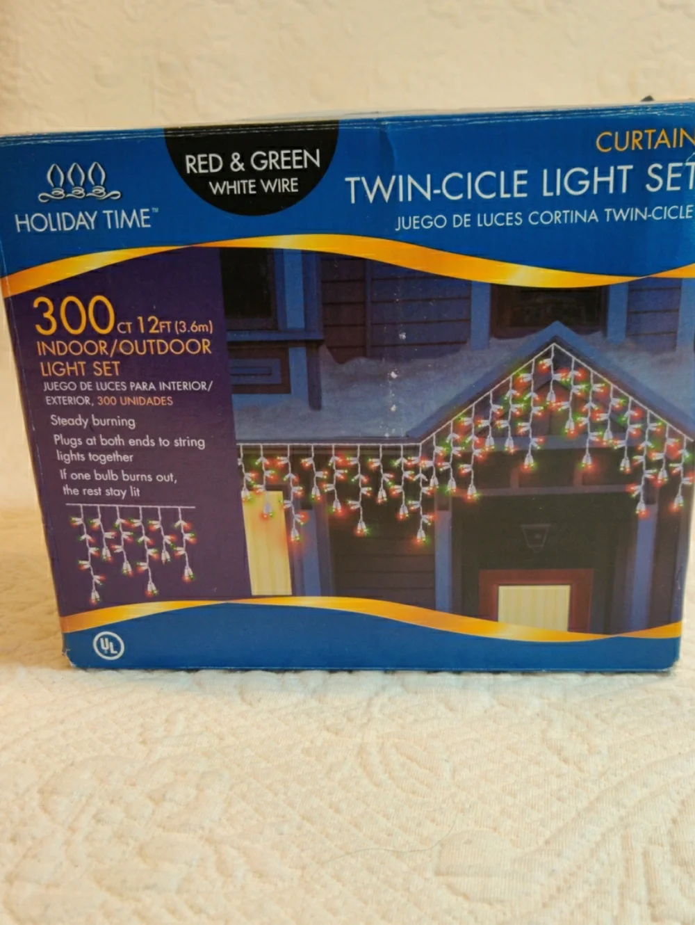300 Count Red And Green Twin-Cicle Christmas Lights White Wire New